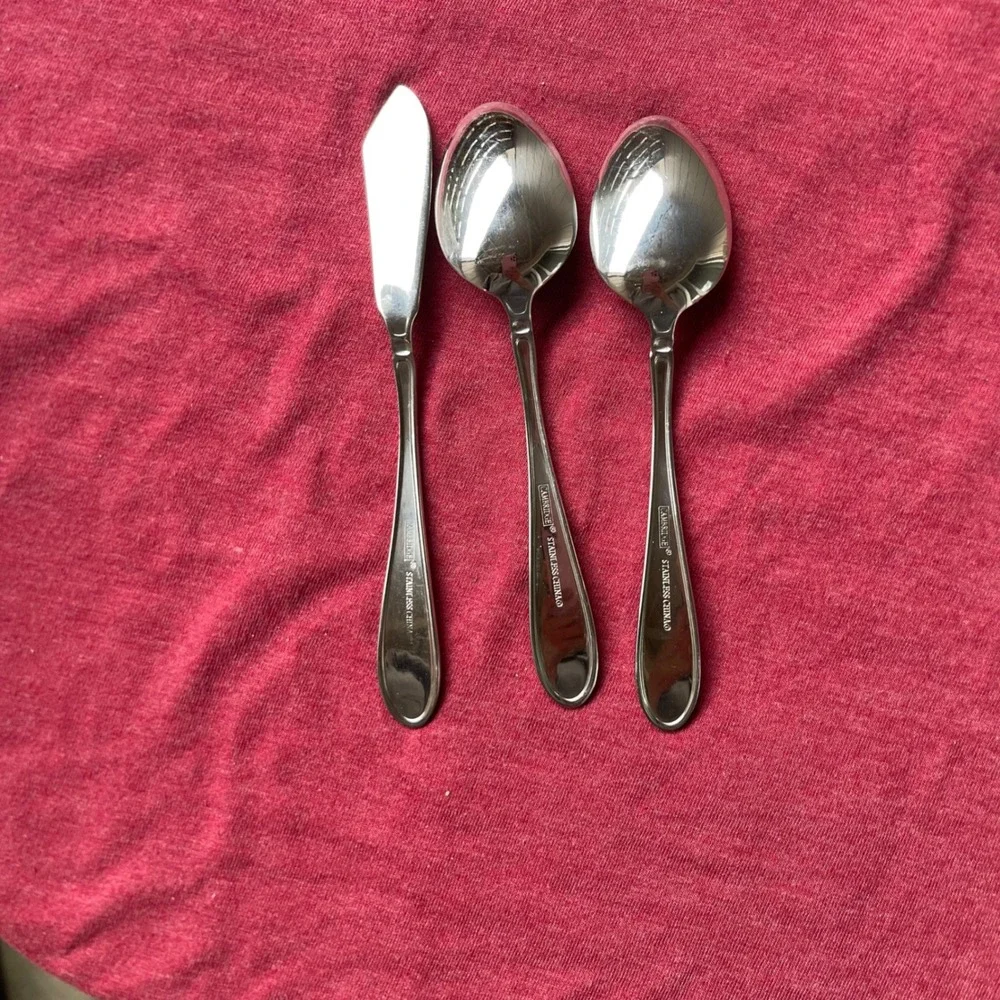 Cambridge Claridge Stainless Flatware 3pc Set 1 Butter Knife 2 Teaspoons Silver